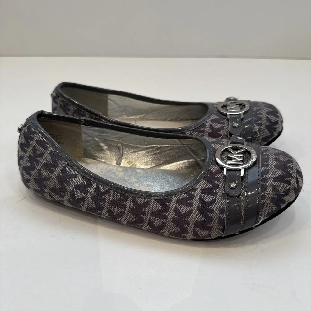 Michael Kors Tori Drew 2 Signature Tan Black Ballet Flats Girls‎ Youth Size 3